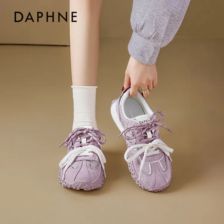 达芙妮经典厚底德训鞋女2026新款春季紫色多巴胺芭蕾休闲运动鞋子