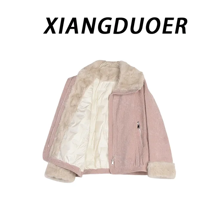 韩版时尚高级感纯色百搭棉服女2026冬季新款小众洋气翻领显瘦外套