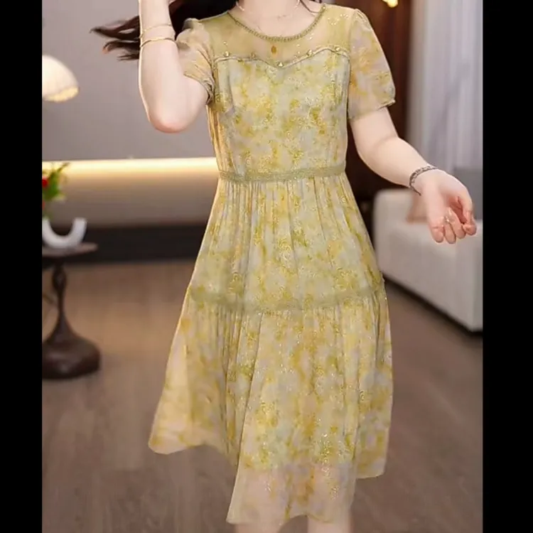 朵诗尼女装连衣裙气质显瘦洋气减龄时尚优雅收腰遮肉简约中长款
