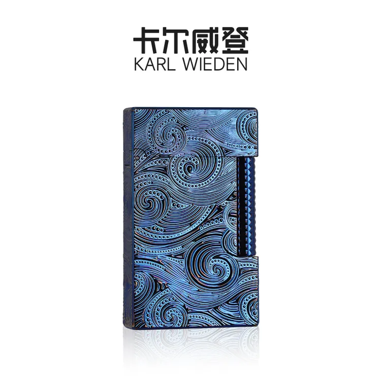烤蓝梵高星空--经典手工制作高档雕花朗声火机侧滑火机礼盒套装