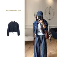 【PGXIAOM】润秀定制牛仔蓝色短款衬衣CY10192                    