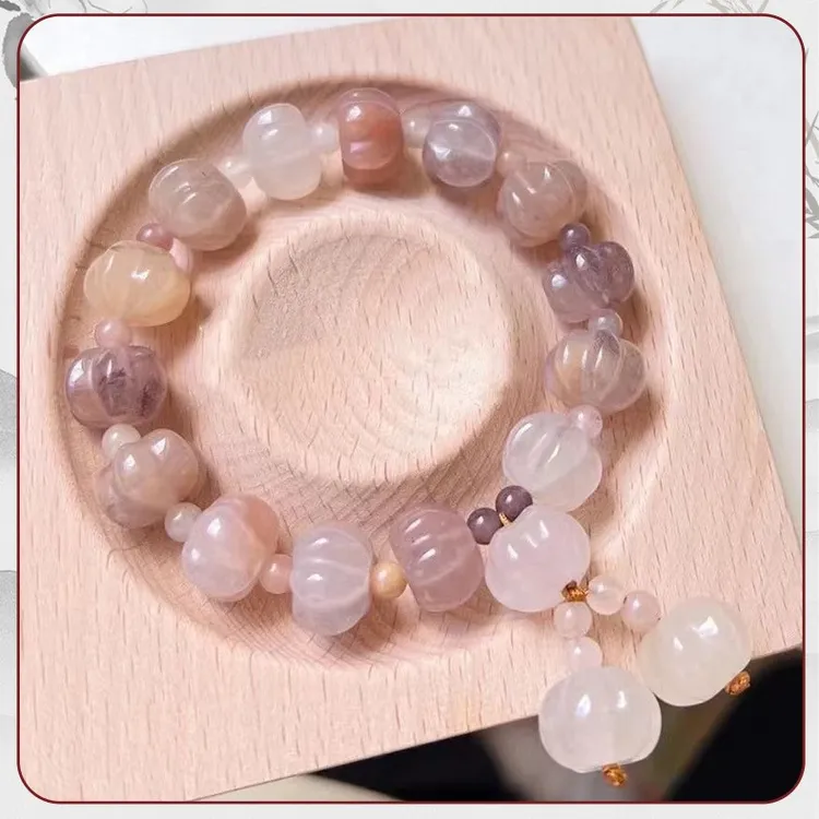非金属大理石手链 天然新疆金丝玉手串桃花酿轻奢紫色清新少女