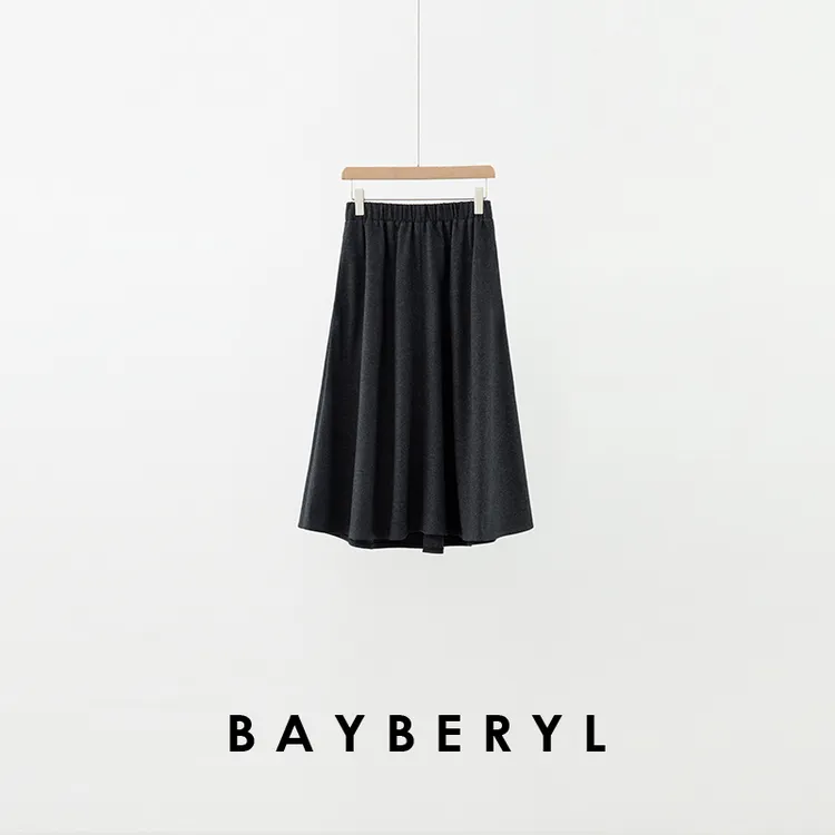 BAYBERYL老贝小洋伞*钉珠高智灰通勤松紧25秋半身裙YQ5F0245-9/24