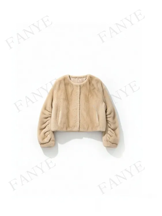FANYE 2025冬季新款重磅高品褶皱袖水貂外套