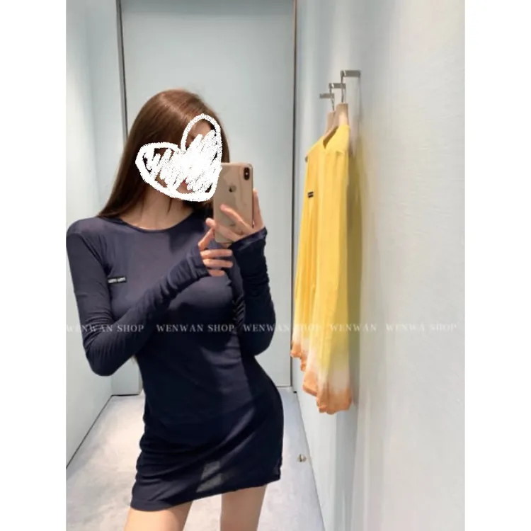 【火出圈了】25新款薄款修身长袖t恤圆领中长款半透高光打底衫上衣