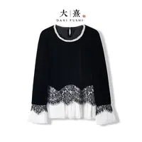 【舒辰】2025新款秋季衬衣女式新中式女宽松高级感丝绒拼色长袖衬衫