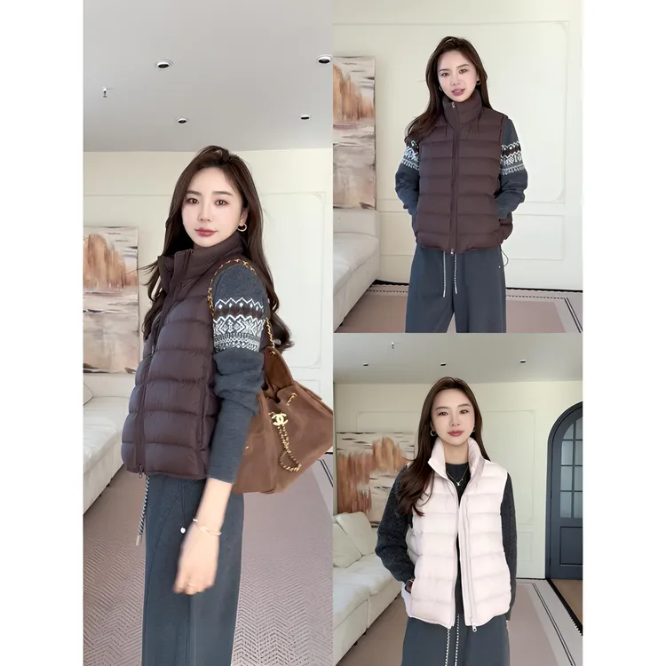 【余欢欢】冬季90白鸭绒保暖下摆抽绳排骨无袖羽绒马夹-YHW51188