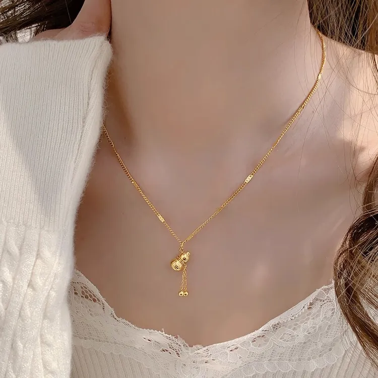 钛钢项链 不掉色流苏葫芦项链女2025新款轻奢高级感时尚锁骨链夏