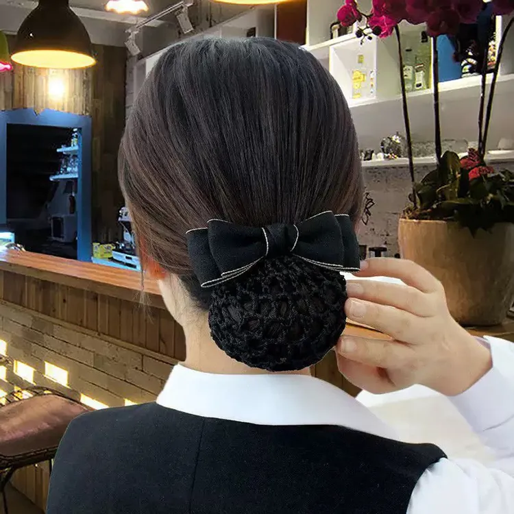 护士发网简约清新职业头花女工作盘发网兜银行空乘酒店蝴蝶结发夹