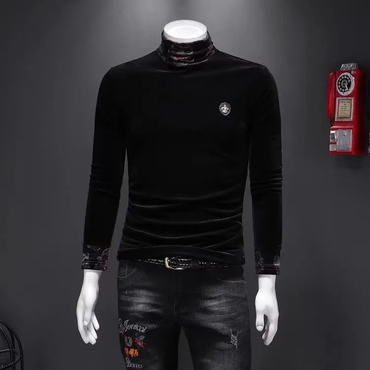 【TQUX官方正品】金丝绒高领长袖男冬季加绒加厚打底保暖内搭上衣潮