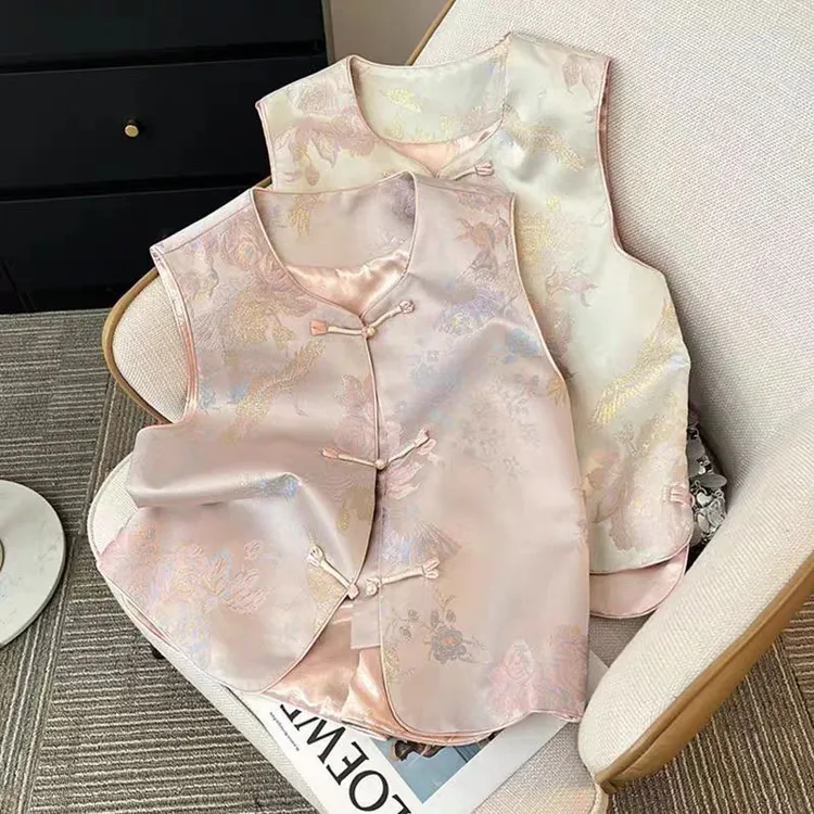 105-4新中式国风春款坎肩复古盘扣外搭马甲上衣