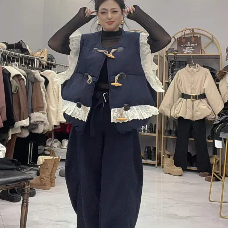 【月姐家】欧货2025冬季新款高腰显瘦阔腿裤女直筒弯刀裤拖地卫裤