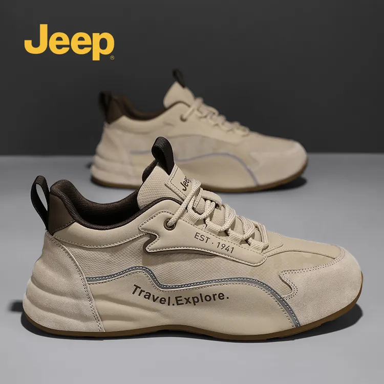 jeep吉普2025新款秋季徒步登山板鞋增高厚底高级感时尚户外休闲鞋