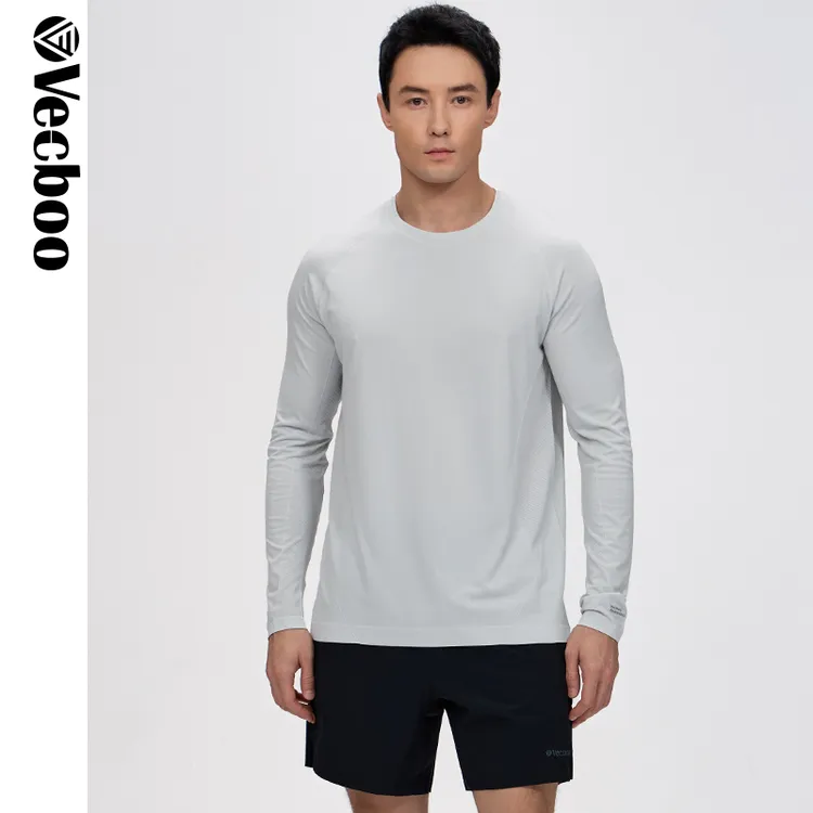 vecboo健身长袖男秋季跑步上衣运动休闲健身衣服弹力速干衣训练衣