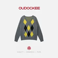OUDOCKEE 鸥鸥 【方块毛衣】V领菱格百搭时尚针织毛衣 MACAB793T