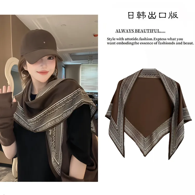 【上海故事】135*85CM双面三角巾女新款秋冬百搭可系腰丝巾领巾配饰