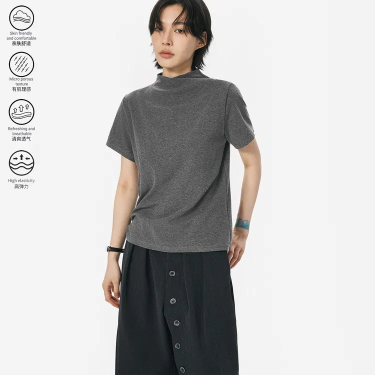 SAMEUOO散养文化「烟灰」短袖T恤夏季透气舒适针织清爽上衣