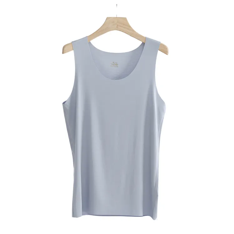 夏季新款男士背心100支蚕丝莫代尔吸汗无痕凉感冰丝宽松背心男