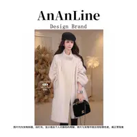 AnAnLine.【北海道】中长款圆立领厚款毛呢外套时尚外套