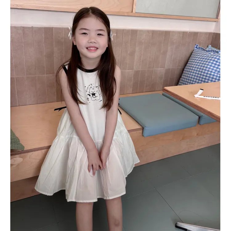 童装女童连衣裙夏季新款洋气女宝无袖背心裙小女孩蝴蝶结公主裙