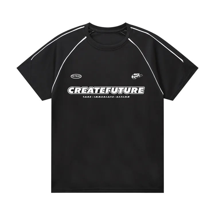 美式机车条纹短袖篮球跑步健身运动休闲T恤透气速干户外训练上衣