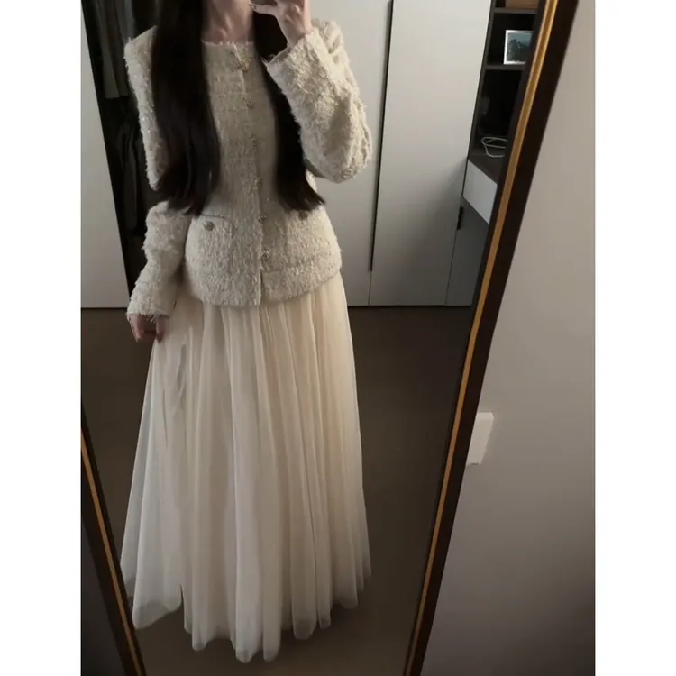 MARIE.COCO小香风轻奢感秋季新款外套上衣女仙气飘飘网纱半身裙潮