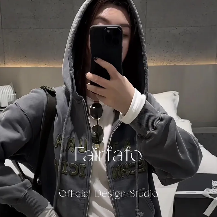 【美式潮流字母外套】WYCL58200美潮水洗时尚重工刺绣连帽字母外套