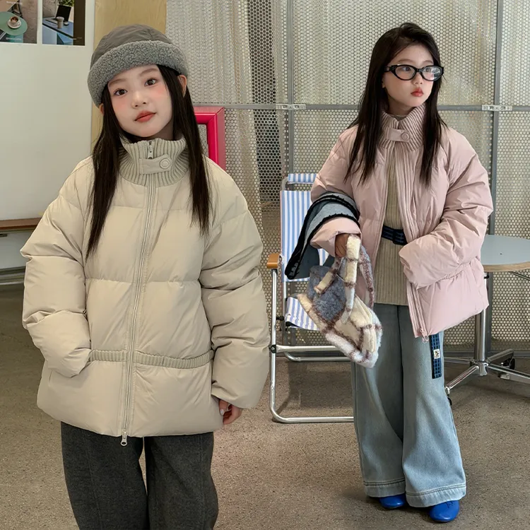 女童拼接立领棉服2025新款女孩洋气冬季外套加厚儿童棉衣棉袄冬装