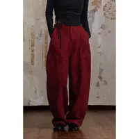 【ELSEN沙粒】羊毛阔腿穿搭显瘦宽松休闲镰刀长裤女装ES0015出行