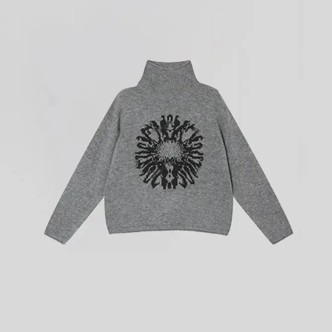 【专柜品质】欧货复古提花高领打底毛衣秋冬韩系百搭宽松保暖针织衫