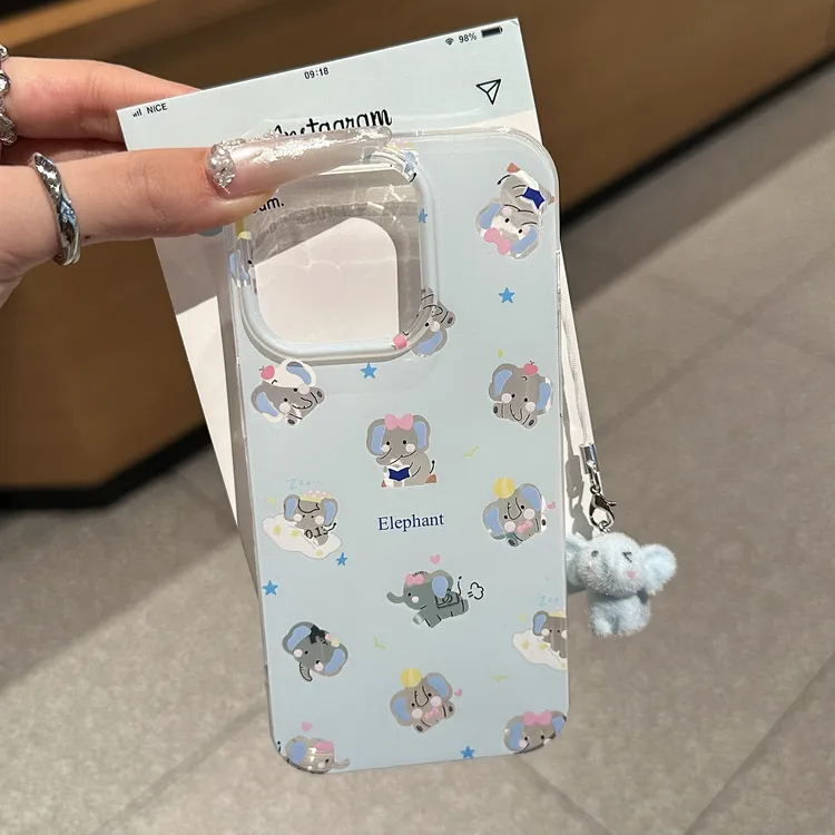 雅天立小清新可爱小象适用苹果16/15手机壳华为P70软vivo小米oppo
