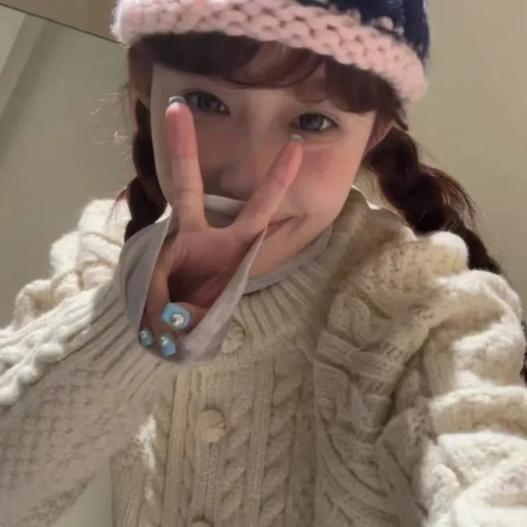 【HDL】2025针织圆领宽松毛针织衫女秋冬开衫毛衣休闲时尚毛衫百搭