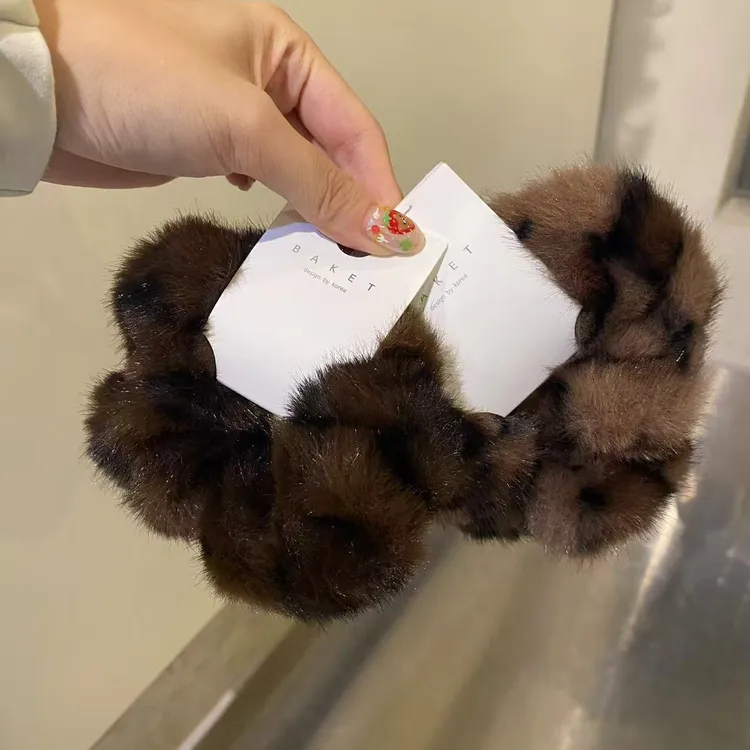 韩国东大门baket发饰可爱撞色条纹毛茸茸头绳大肠发圈