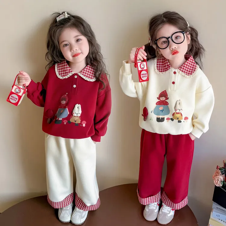 女童春秋装卫衣套装2025新款秋季儿童卡通衣服洋气宝宝休闲两件套