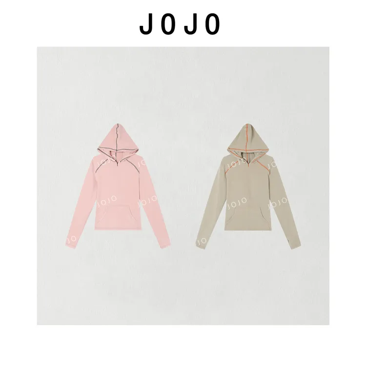 玖了个玖 2025早秋新款半拉链撞色连帽卫衣休闲百搭上衣2509C5836