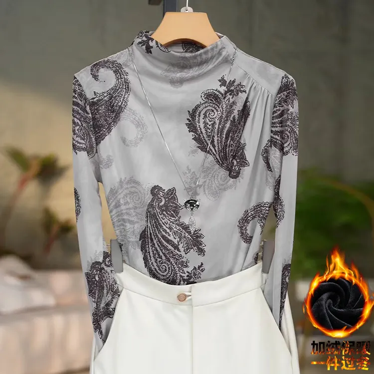 339加绒#高贵上档次小衫2025新款潮流气质时尚显瘦网纱打底衫