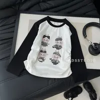 【拉布布】阿卷春秋装韩版儿童时尚撞色卡通印花百搭长袖T恤MPG6825