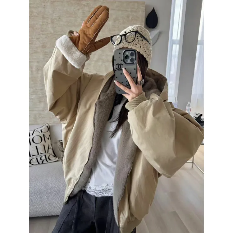 人造皮草 SP【南迦巴瓦】绒绒小雪人超暖定染环保皮草连帽卫衣外套