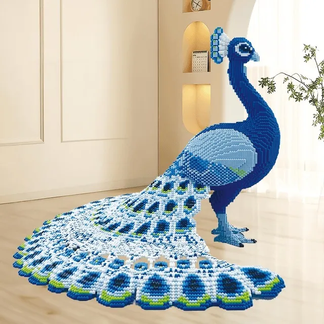 2025年新款孔雀积木成人版拼装玩具高颜值高难度巨大型拼图小颗粒