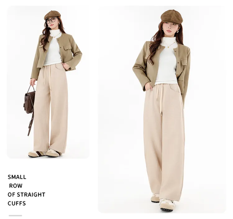 悠悠游海外加绒超模裤 3.0｜秋冬保暖考拉绒高腰遮胯显瘦四色阔腿裤25-3