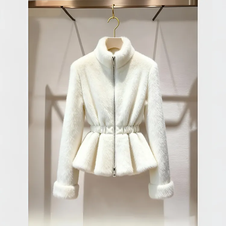 白色毛毛绒外套女冬季软糯慵懒气质名媛高端巨好看掐腰上衣羊绒衫