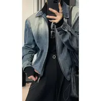 龙叨叨秋季新品美式复古设计款水洗牛仔外套男宽松休闲百搭夹克潮