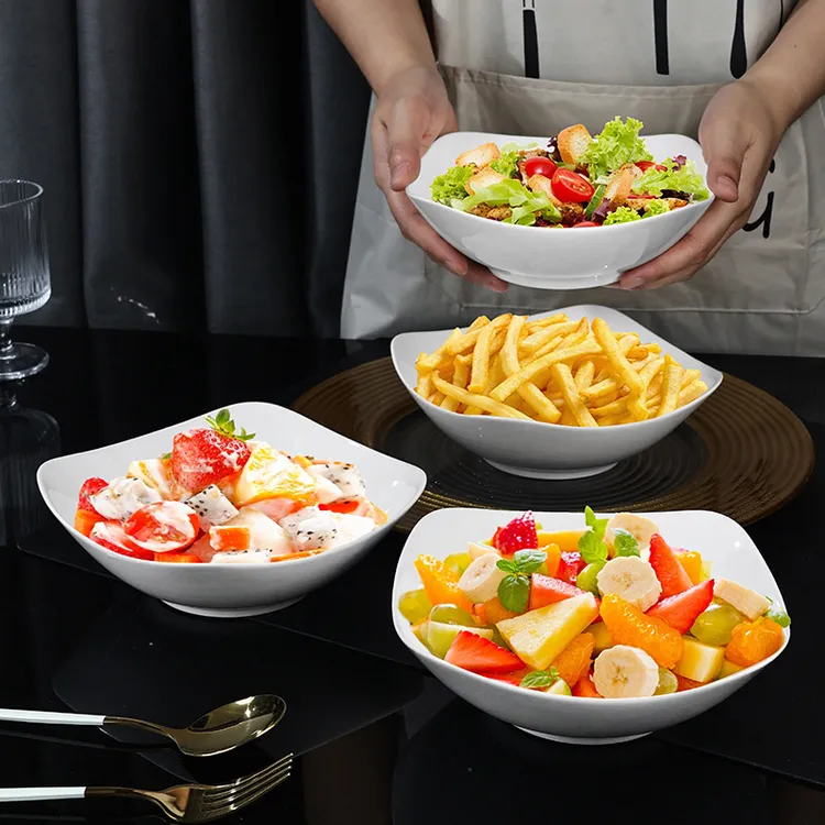 【8英寸四角碗4个装】陶瓷餐具餐盘沙拉碗创意家用高颜值炒菜盘子