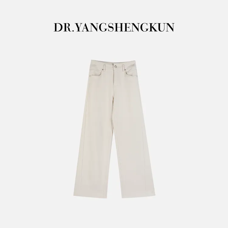 杨圣坤2025冬季新品莱赛尔羊毛混纺加绒保暖直筒牛仔裤ES25102259