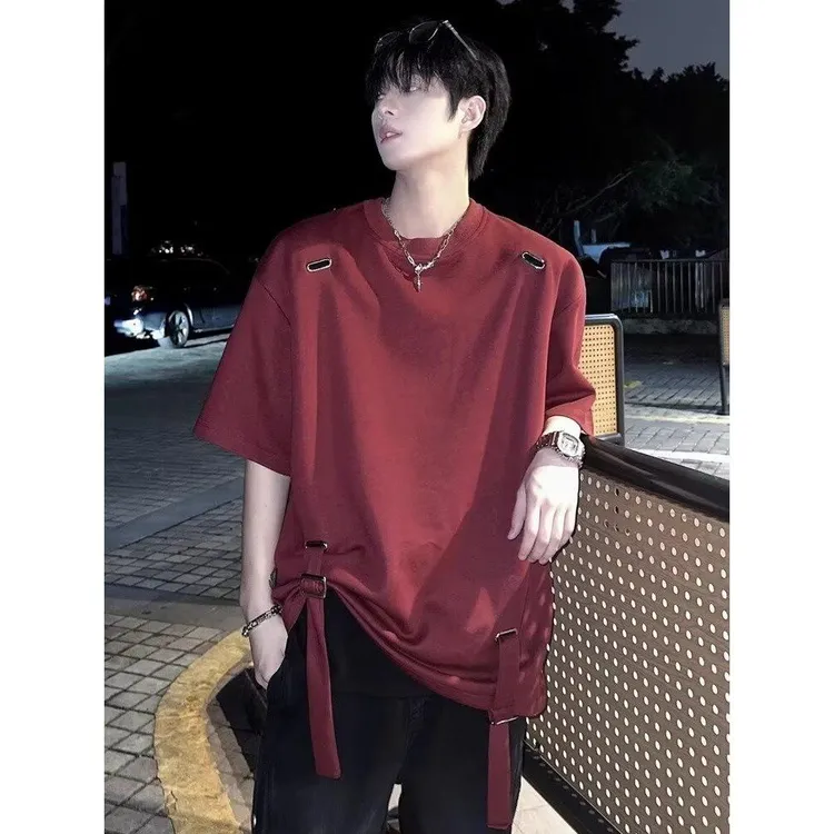 夏季百搭圆领短袖T恤短裤潮大码上衣2025年ins美式重磅体恤潮流