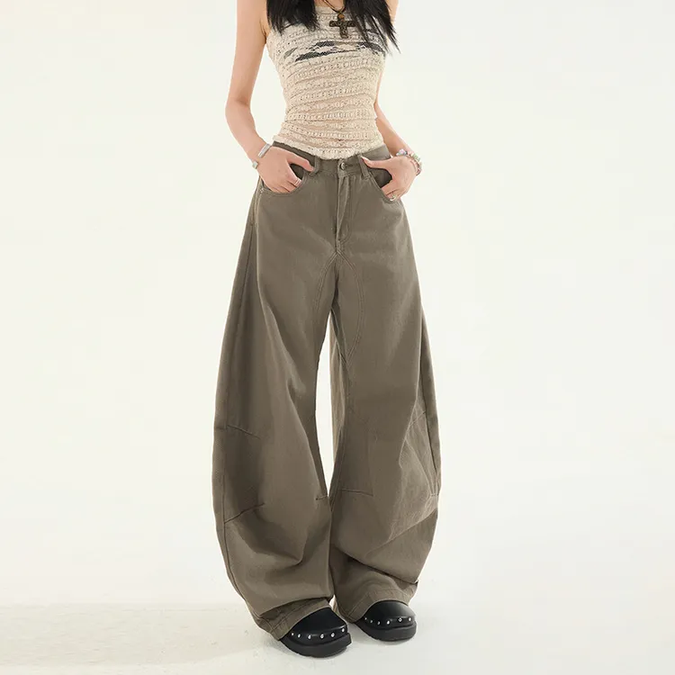美式复古弯刀休闲裤男女款日系复古夏季潮牌宽松阔腿百搭拖地长裤