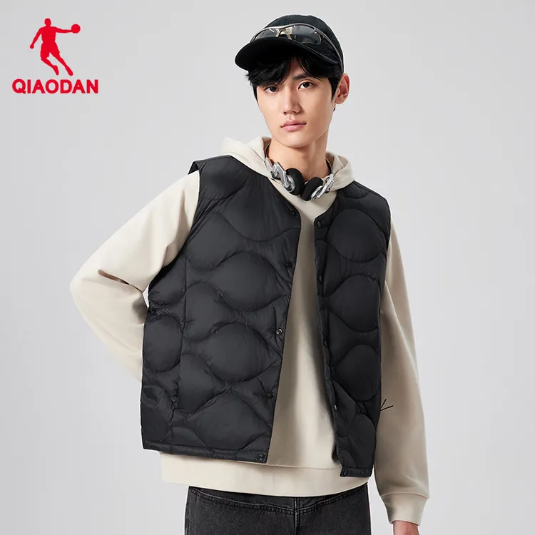 乔丹羽绒马夹男士2025冬季新款防泼水抗静电内搭马甲保暖轻薄外套