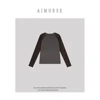 AIMURSE【豹纹袖】小众设计师 时髦豹纹拼袖百搭休闲T恤 AM70163