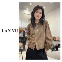 【风吟小巷】法式重工蕾丝拼接条幅衬衫女秋季小众气质上衣