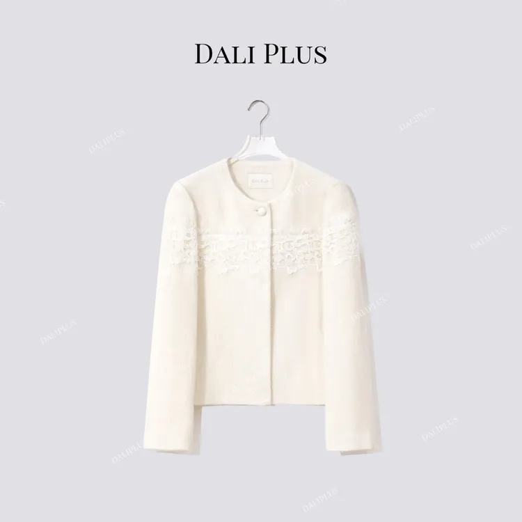 DALI PLUS“马海毛绵羊毛拉毛” 手工缝制浮雕感花边外套-D5CH4663